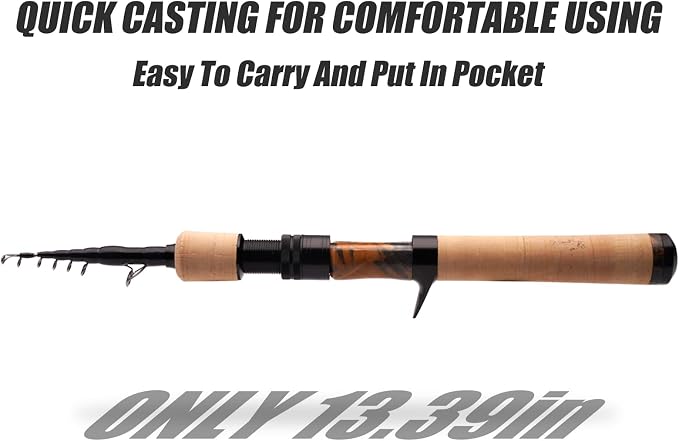 PURELURE Telescopic Fishing Rod Ultralight or Light, Carbon Fiber Rod Spinning