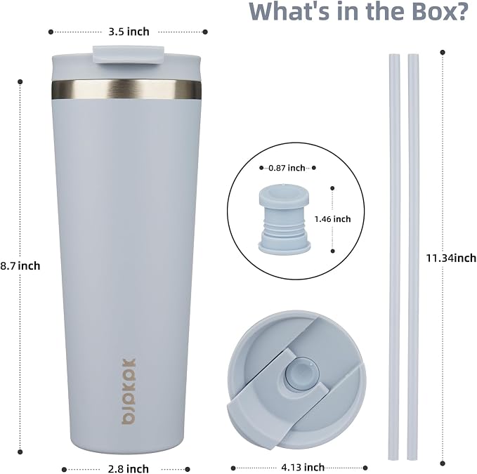 BJPKPK 26oz Stainless Steel Insulated Tumbler With lid And Straw Travel Coffee Thermal Tumblers Cup For Women And Men,Modern Blue