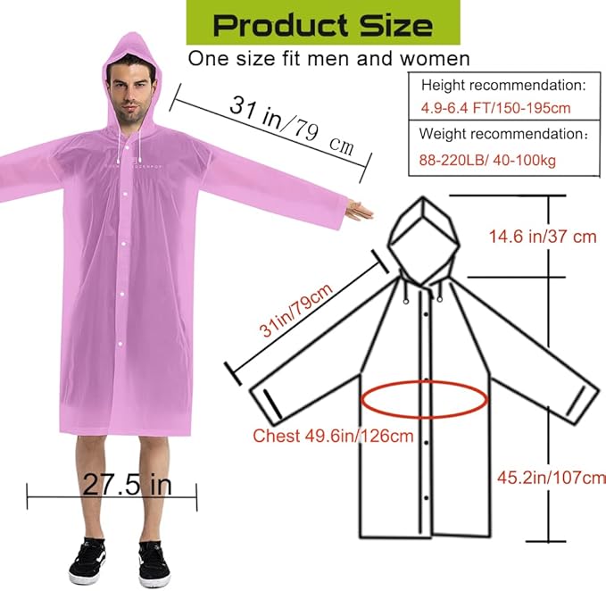 Rain Coats - Reusable EVA Rain Ponchos