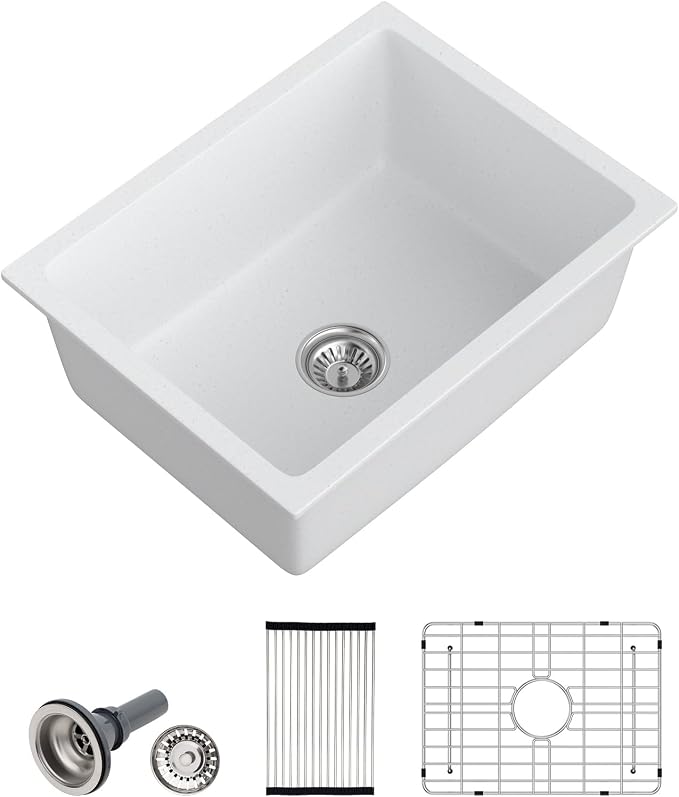 Dcolora 22 Inch Undermount Wet Bar Sink Single Bowl Modern Kitchen Sink White