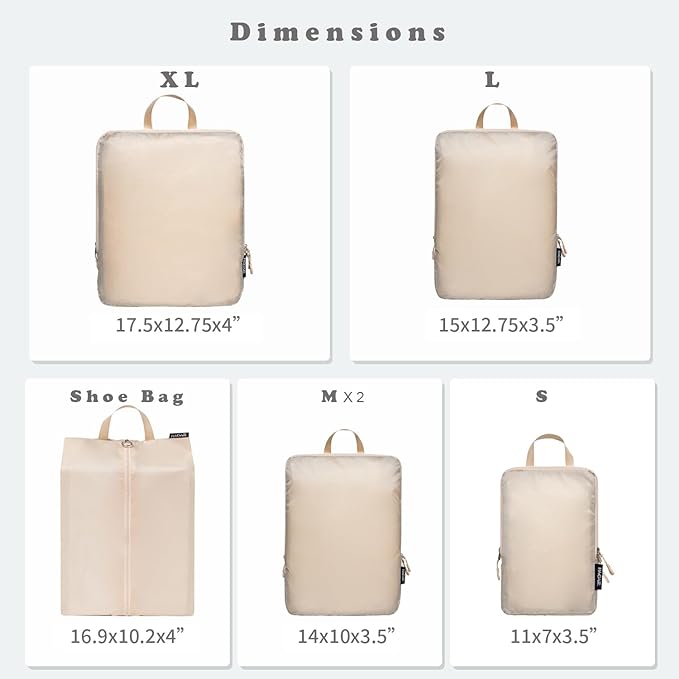 BAGAIL 6 Set Ultralight Compression Packing Cubes Packing Organizer