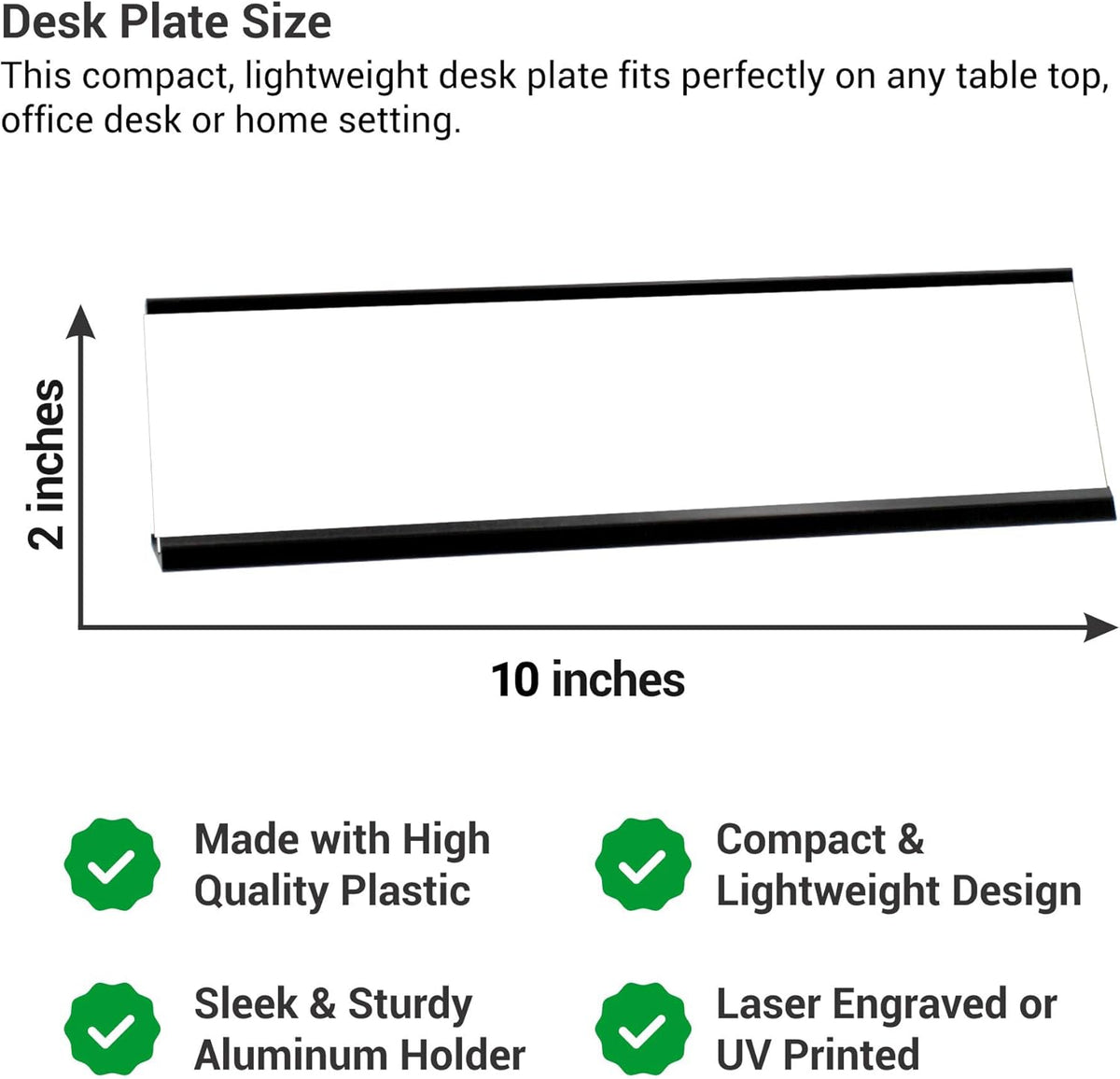 Custom Engraved Desk Plate | Personalized with your Name and Title | Perfect Decor for Office, Business, or Home | Multiple Font and Color Options | 2x8" or 2x10" (Gold w/Black Letters, 2x10")