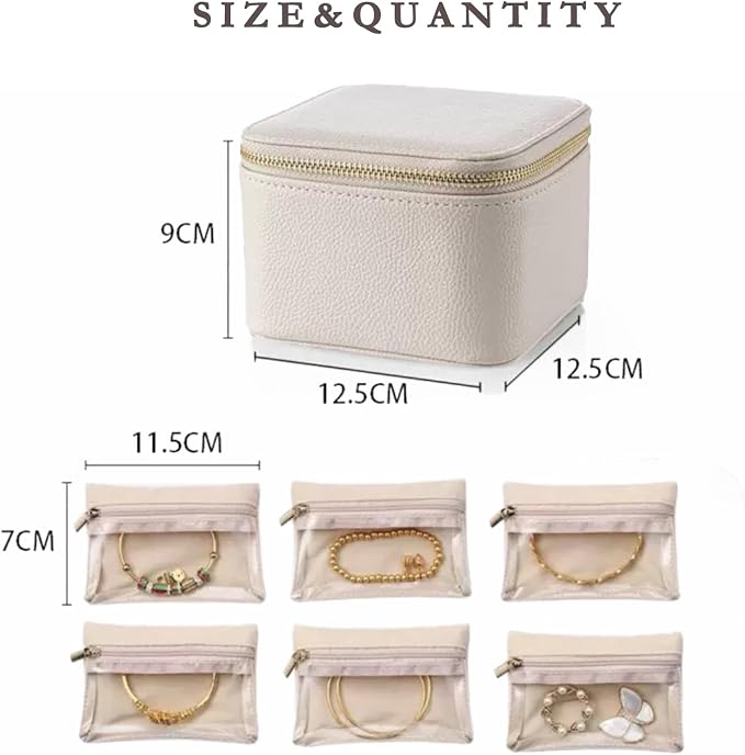 Jewelry Box Organizer for Women, Small Jewelry Travel Case, Leather Travel