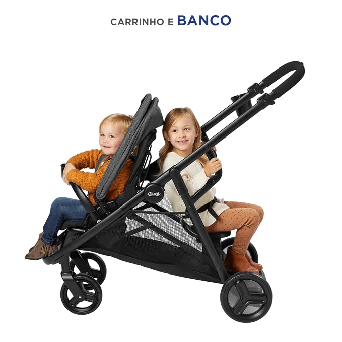 Graco Ready2Grow LX 2.0 Double Stroller Features Bench Seat and Standing