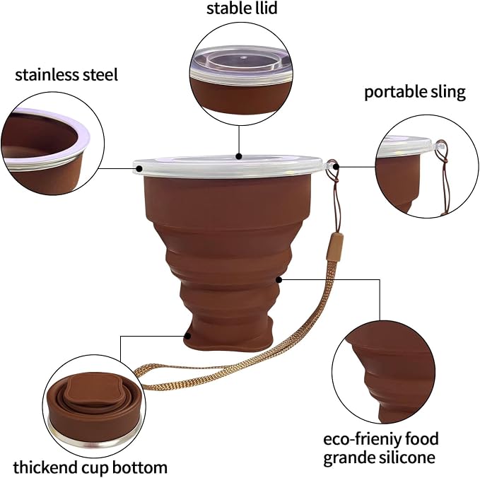 200ML Collapsible Cup- Silicone Foldable Expandable Folding Drinking Cup