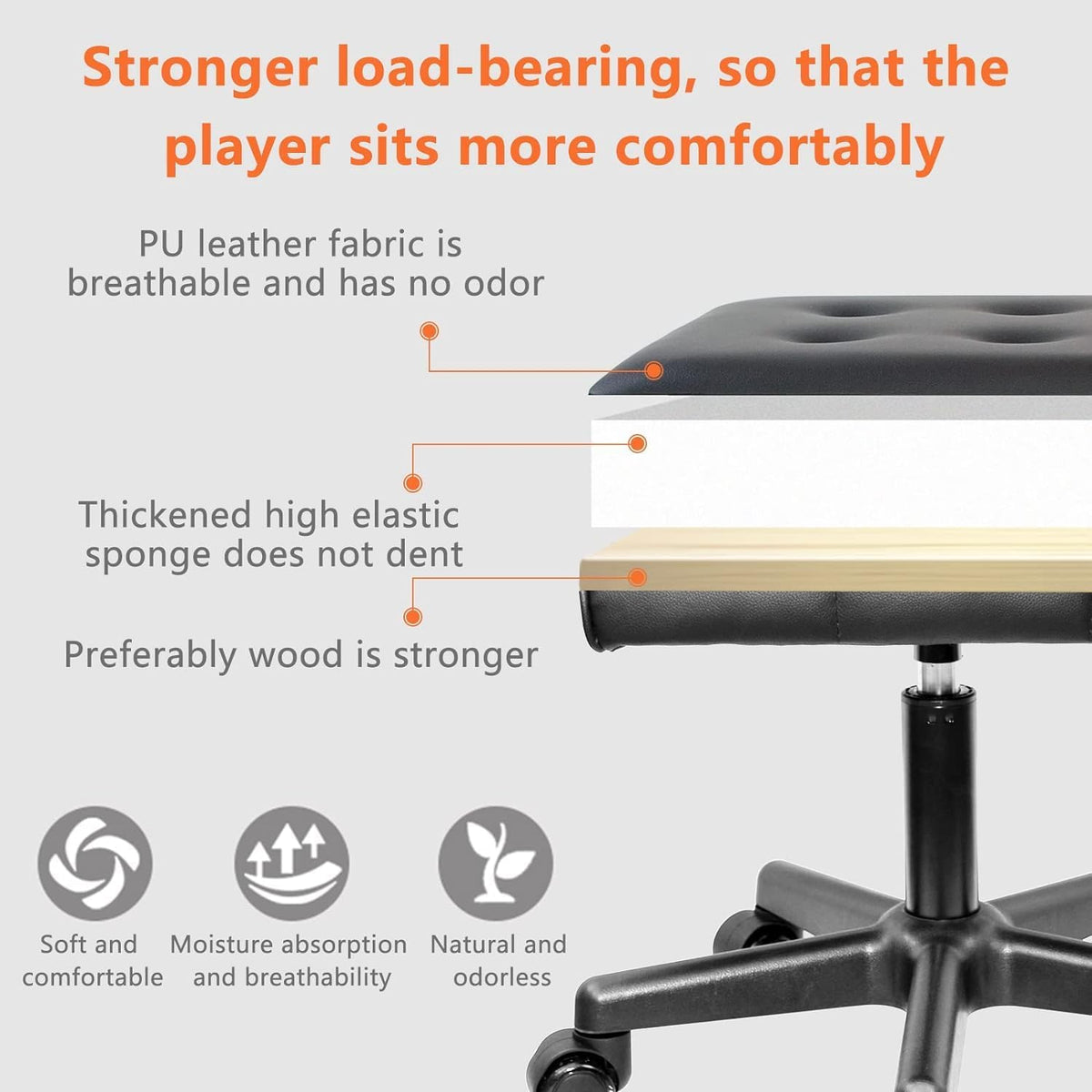 Footrest Under Desk Leg Rest Ottoman Adjustable Height Foot Stool with Wheels Leather Footrest