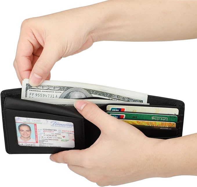 Wallet for Men-Genuine Leather RFID Blocking Bifold Stylish Wallet