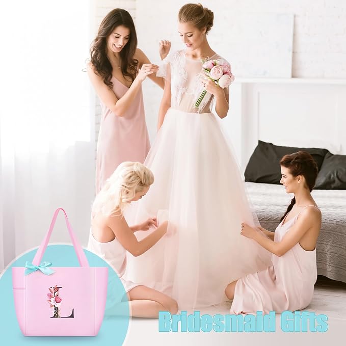Vavabox Tote Bag, A-Z Initial Monogrammed Waterproof Tote Bag, Bridesmaid Gifts