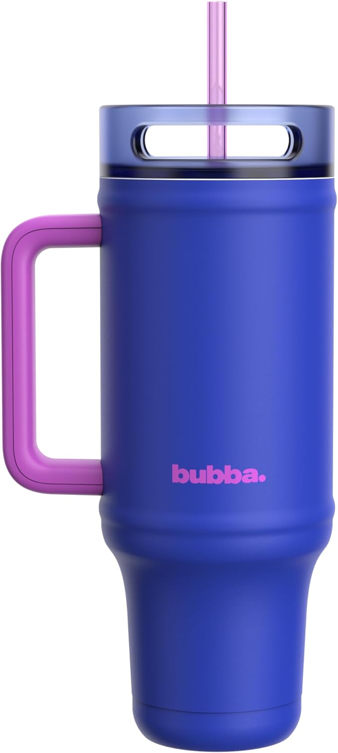 bubba 40 oz Insulated Stainless Steel Tumbler with Handle and Straw - Leakproof, Dishwasher Safe, Cup Holder Tumbler, Lead-Free and BPA-Free, Ocean Energy