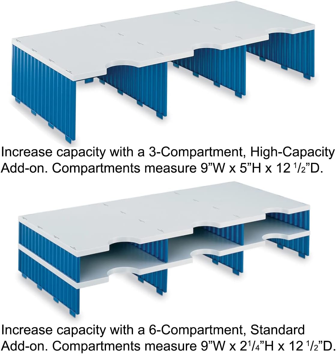 Ultimate Office TierDrop High Capacity Storage Rack, Steel, Gray W/Blue, 9 Compartments, 28.5in x 11.5in x 13in