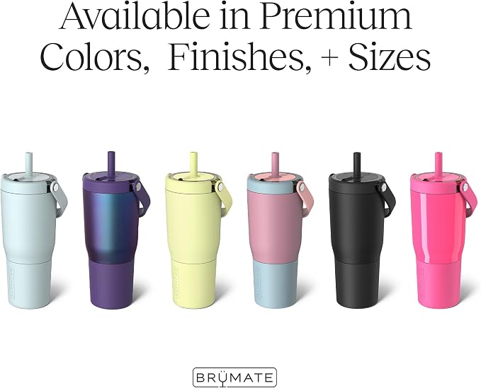 BrüMate Resa 25oz 100% Leakproof Travel Tumbler w/Handle & Straw | Flexible SoftSip Straw | Silicone Sleeve for Durability | Stainless Steel | Cup Holder & Travel Friendly Water Bottle (Neon Pink)