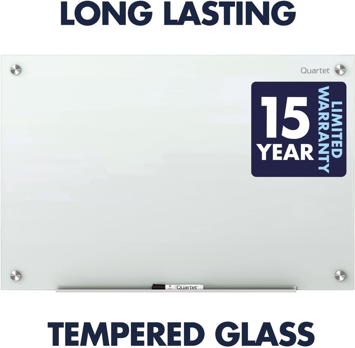Quartet Magnetic Glass Dry Erase White Board, 24''W x 18''H Whiteboard, Infinity Frameless Mounting, White Surface (G2418W)