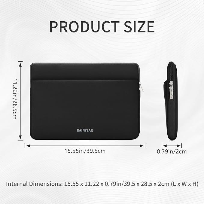 RAINYEAR Laptop Sleeve Case 15.6 Inch, Protective Portable Case