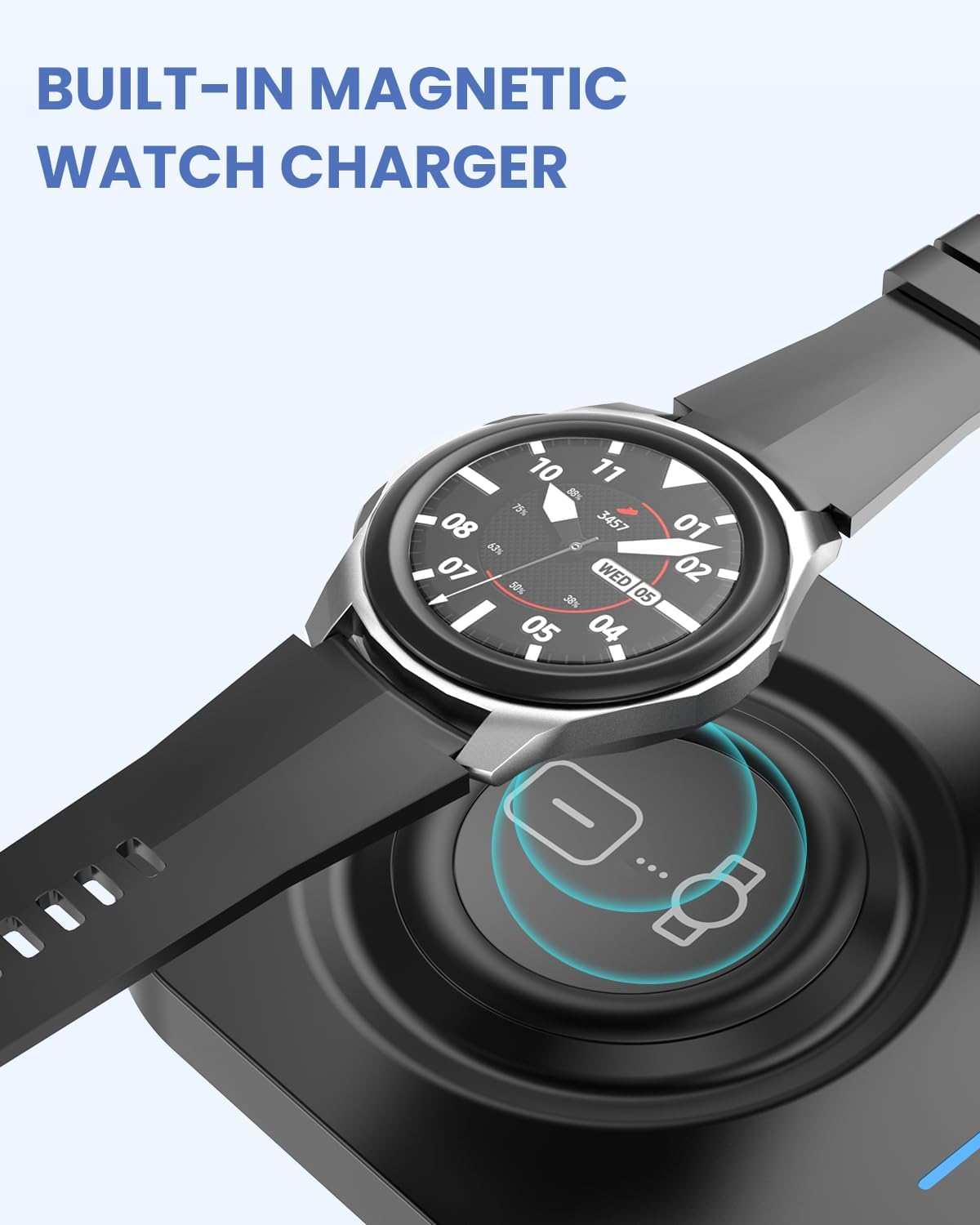 Wireless Charging Pad, 2 in 1 Wireless Charger for Samsung Galaxy S23/S22/S21/S20/S10/Note20/10, Galaxy Watch 5/4/3/, Active 2/1, Galaxy Buds 2/+/Pro/Live, Portable Flat Charging Pad for Travel
