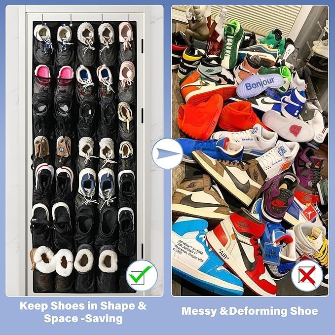 40 Mesh Pocket Over the Door Shoe Organizer, Hanging Shoe Rack