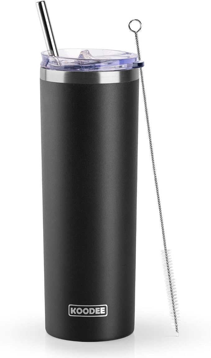koodee 20 oz Stainless Steel Skinny Tumbler Double Wall Insulated Slim Water