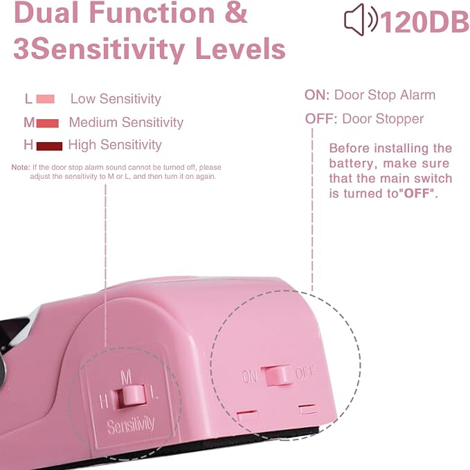 Portable Door Lock & Door Stop Alarm Set, Dual Protection Home Security Door Kit