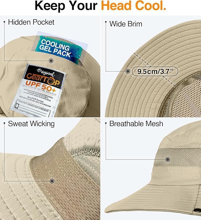 GearTOP Safari Sun Hat for Men and Sun Hats for Women UV Protection UPF 50+