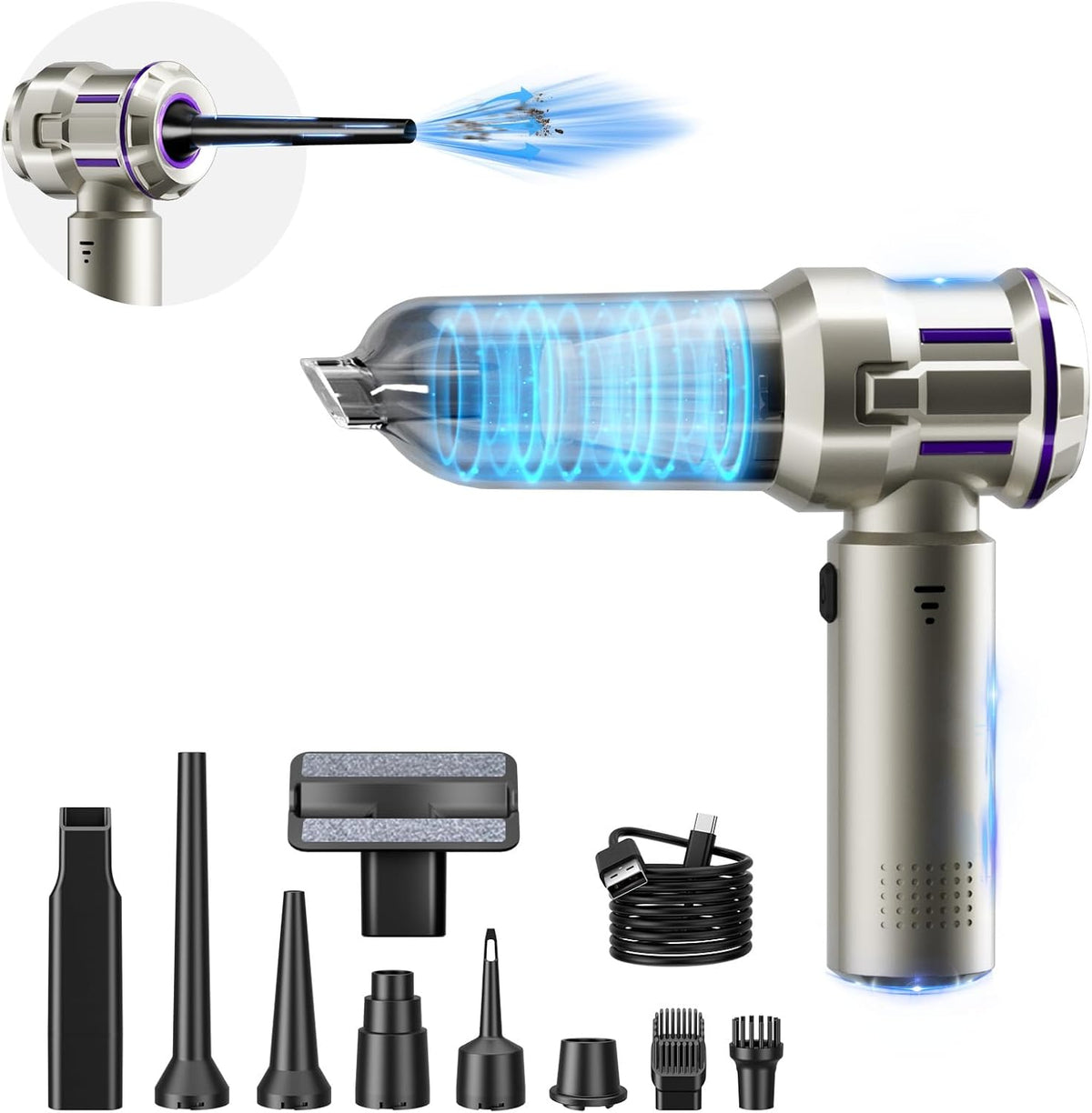 16000PA Computer Vacuum Cleaner Keyboard Cleaner Compressed Air Duster - Cordless Handheld Mini Vacuum for PC/Laptop Cleaning - Portable Air Duster for Car/Home/Office(Purple, Small)