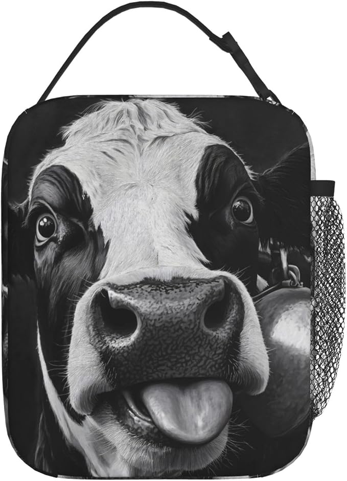 Cow Insulated Lunch Box for Women Men Cow Lunch Bag for Travel, or Fishing