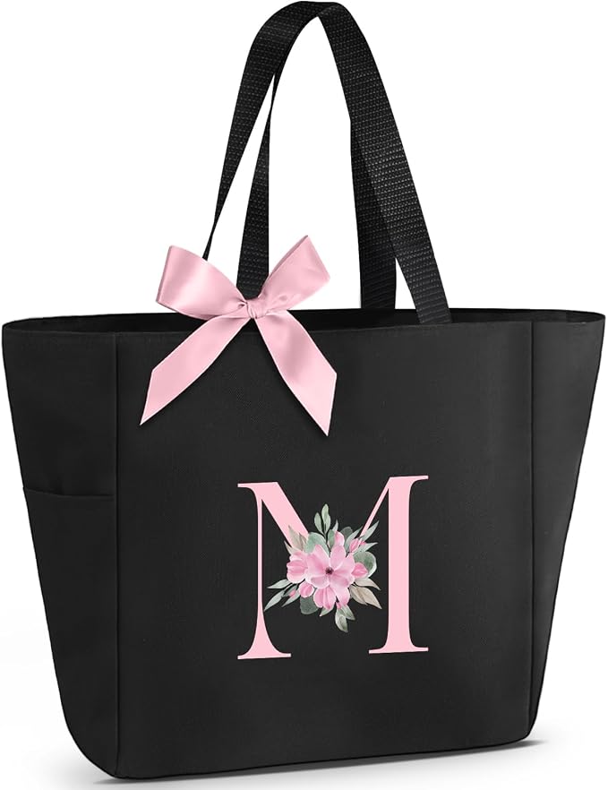Vavabox Tote Bag, A-Z Initial Monogrammed Waterproof Tote Bag, Bridesmaid Gifts