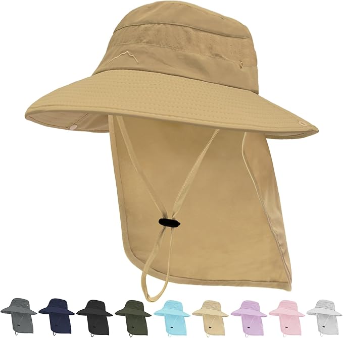 Sun Hats for Men Women, UPF50+ Protection Safari Hat, Wide Brim Fishing Hat