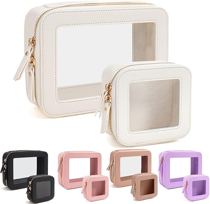 Travel Clear Makeup Bag Set, TSA Approved Cosmetic Bag Case