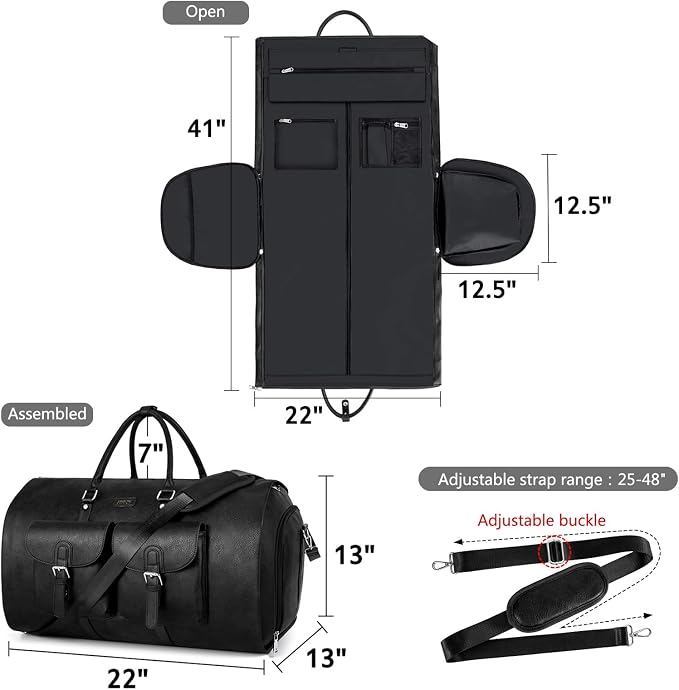 Garment Bag for Travel, Convertible Carry on Garment Duffel Bag for Men 3Pcs