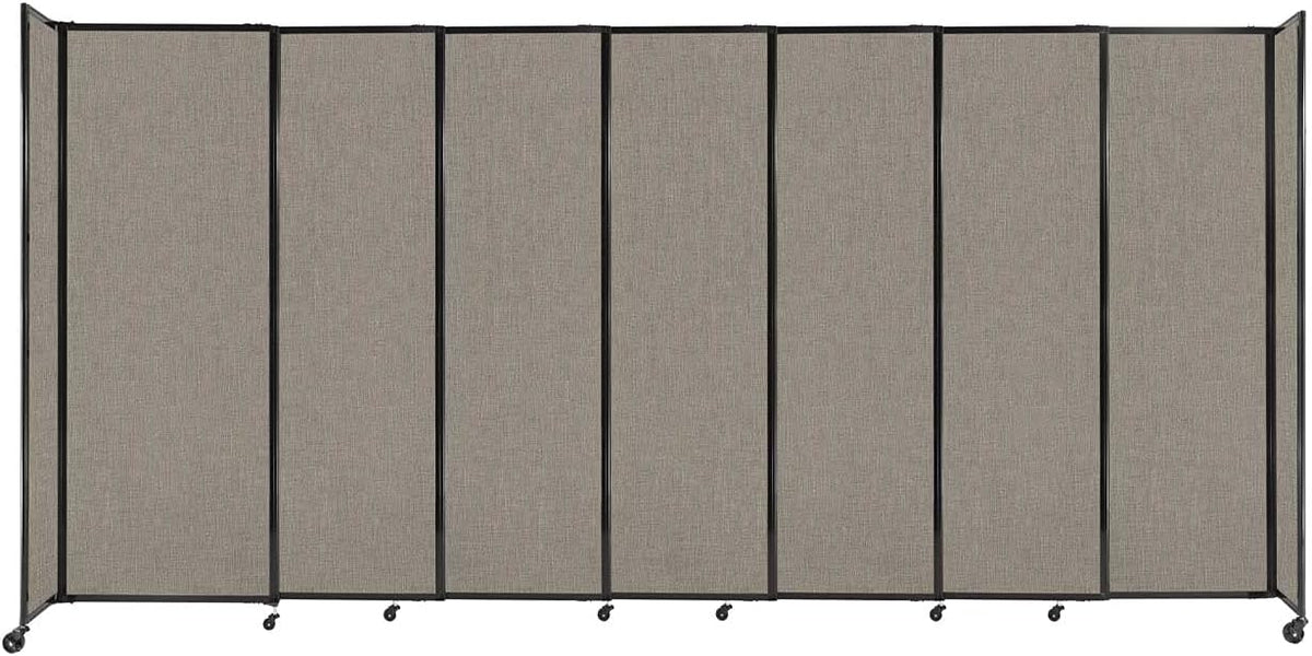 Versare Straightwall Sliding Portable Wall Partition | Freestanding Office Dividers | Locking Wheels | Temporary Room Separator | 15'6" Wide x 7'6" Tall Warm Pebble Fabric Panels