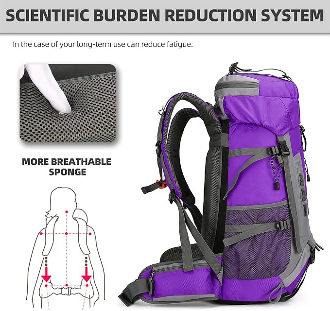 King'sGuard 60L Hiking Backpack Lightweight Camping Backpack