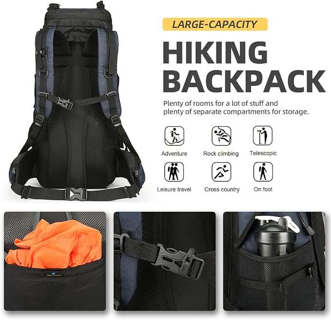 King'sGuard 60L Hiking Backpack Large Waterproof Camping Backpack