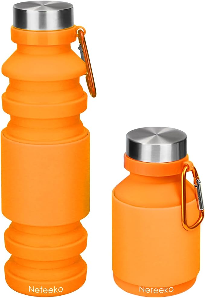 Nefeeko Collapsible Water Bottle, Reuseable BPA Free Silicone Foldable Water