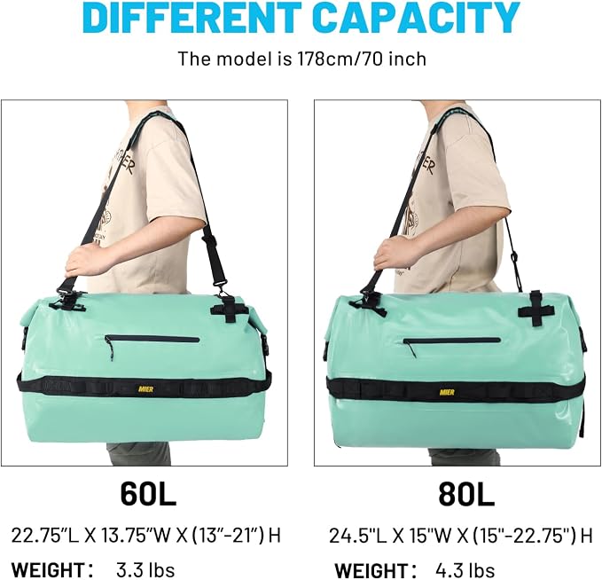 MIER Large Waterproof Duffel Bag Rolltop Dry Backpack Duffle Bags