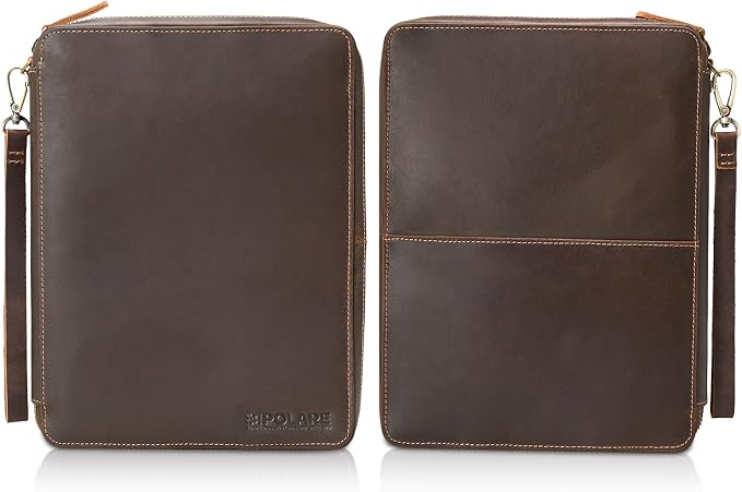 Polare Full Grain Leather Travel Cable Organizer Case Electronics Accessories
