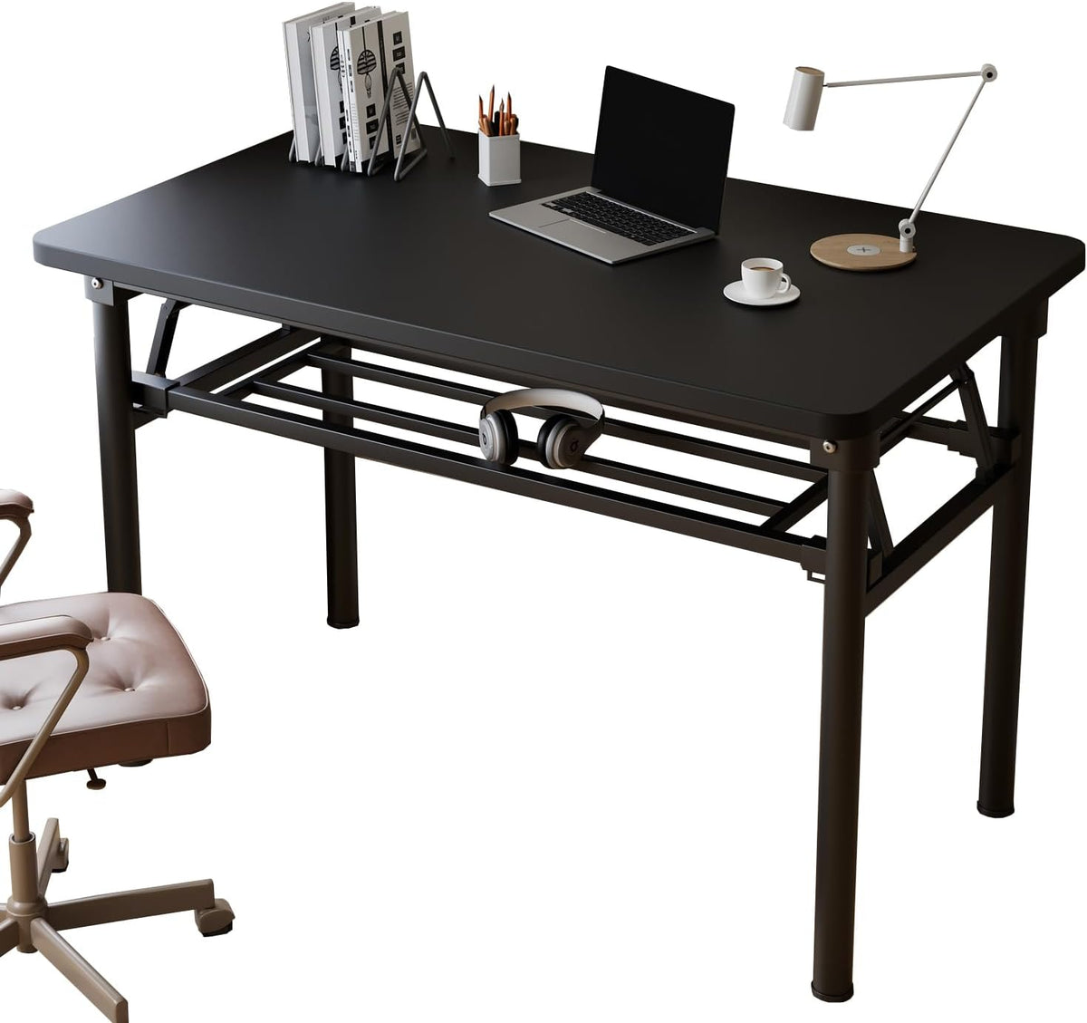 Small Folding Desk No Assembly,31.5 Inch Folding Computer Desk Small Foldable Table for Home Office.