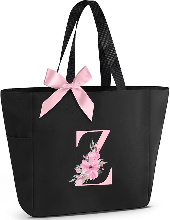 Vavabox Tote Bag, A-Z Initial Monogrammed Waterproof Tote Bag, Bridesmaid Gifts