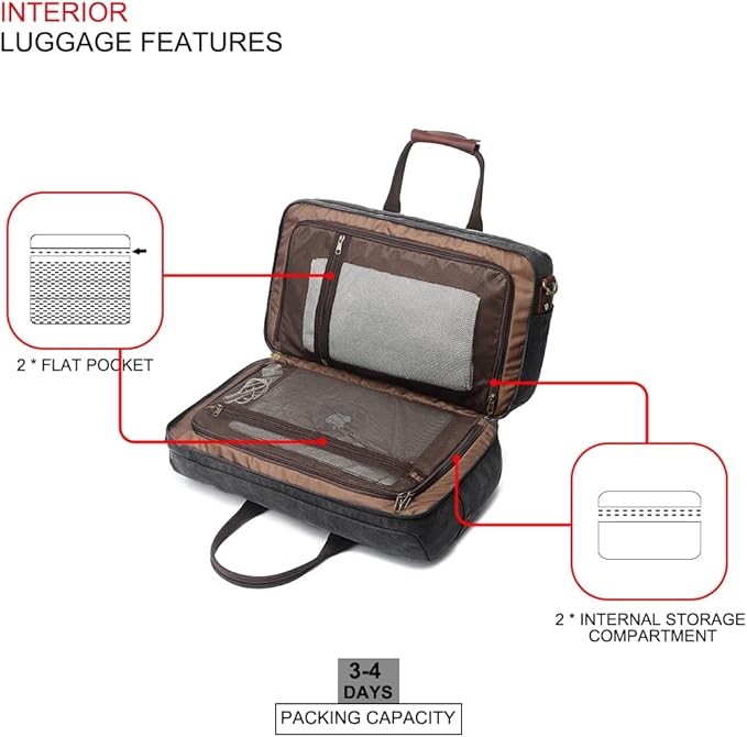 Duffle Bag for Men Waterproof Genuine Leather Canvas Travel Duffel Bags for