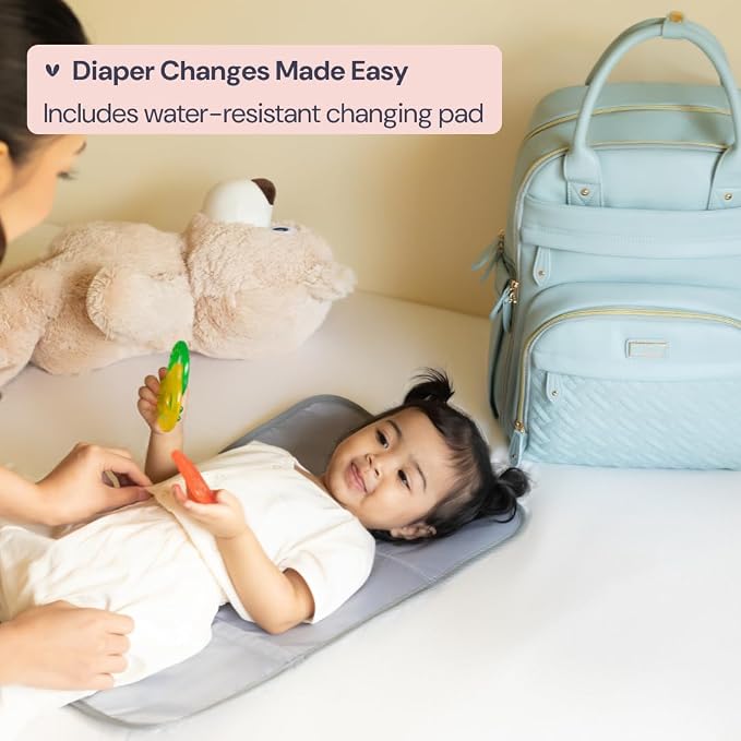 BabbleRoo Leather Diaper Bag Backpack
