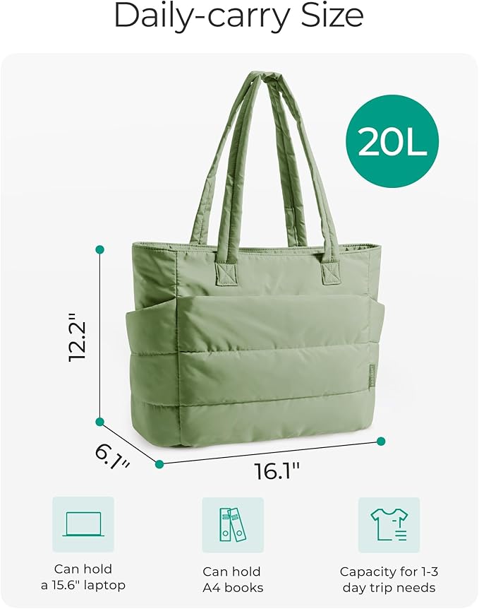 BAGSMART Tote Bag for Women, Lightweight Puffy Tote Bag