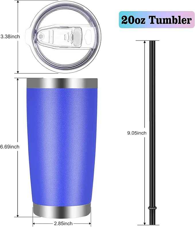 VEGOND 20oz Tumbler with Lid and Straw Stainless Steel Tumbler Cup Bulk Vacuum