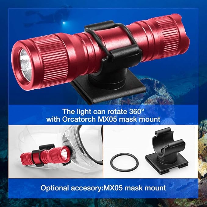 ORCATORCH D560 Mini Scuba Dive Light Headlamp 650 Lumen Mask Diving Flashlight