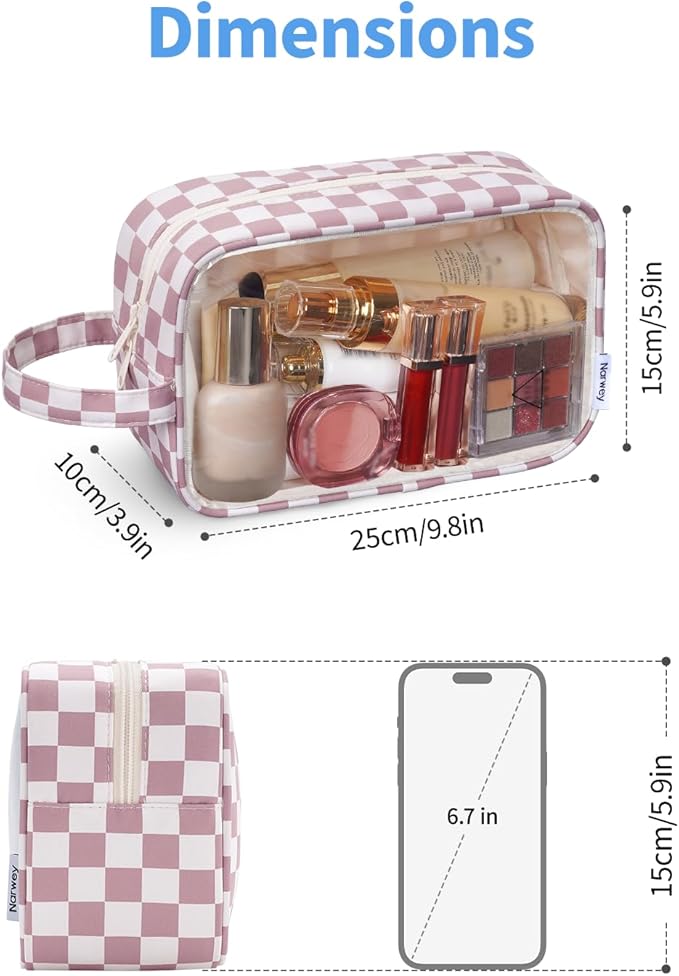 Narwey Clear Toiletry Bags for Traveling Women Men, Make Up Organizer, Skincare