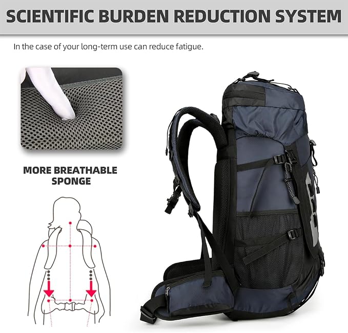 King'sGuard 60L Hiking Backpack Large Waterproof Camping Backpack