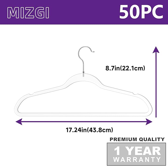 MIZGI 50 Pack Clear Plastic Hangers