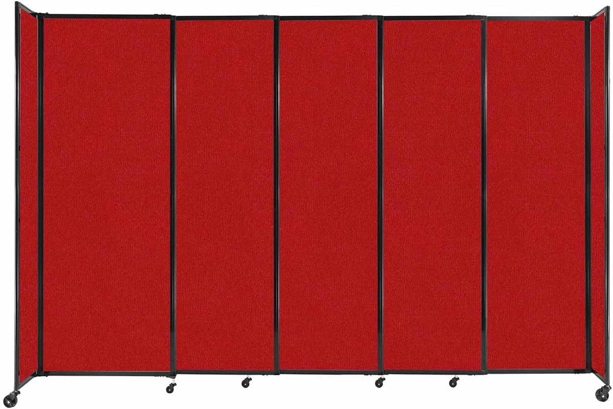 Versare Straightwall Sliding Portable Wall Partition | Freestanding Office Dividers | Locking Wheels | Temporary Room Separator | 11'3'' Wide x 7'6'' Tall Red Fabric Panels