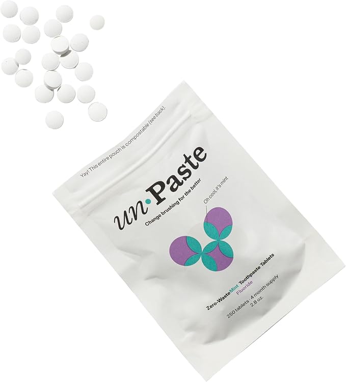 Unpaste Toothpaste Tablets, New Formula, Fluoride Mint, Xylitol Free, Plastic