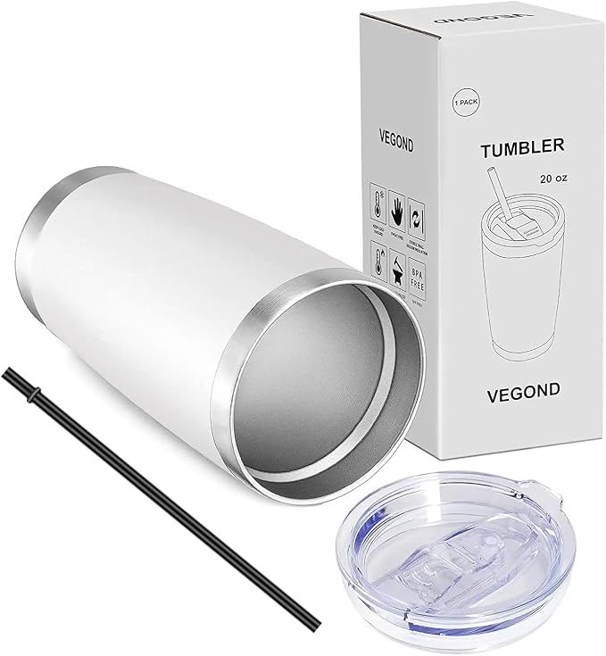 VEGOND 20oz Tumbler with Lid and Straw Stainless Steel Tumbler Cup Vacuum