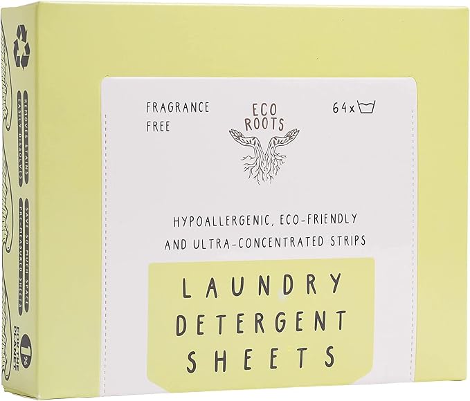 ECO ROOTS Laundry Detergent Sheets 64 loads | ECO FRIENDLY Unscented Sheets