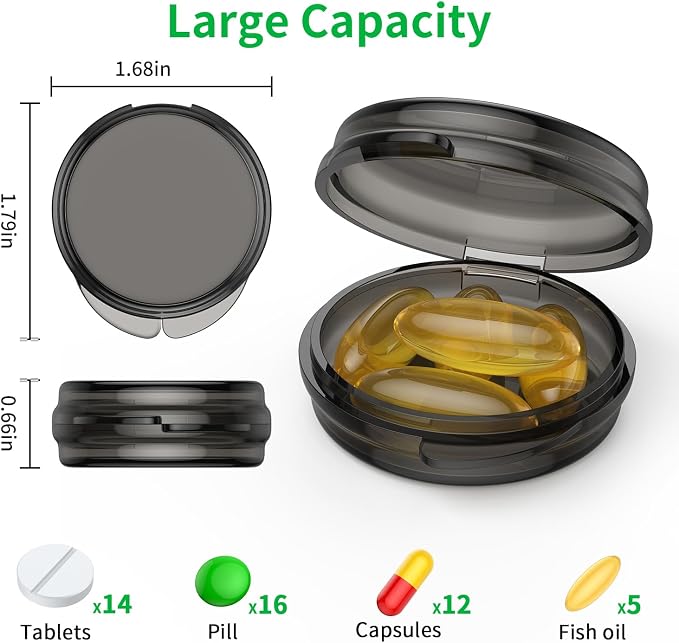 Small Pill Box, Travel Pill Case Portable Daily Pill Organizer Mini Medicine
