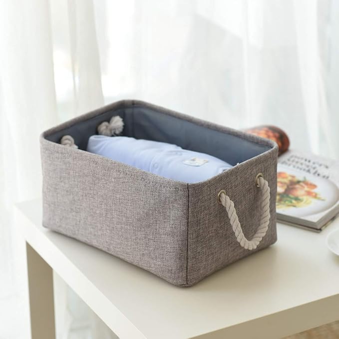 TheWarmHome Large Storage Bins Basket, 2 Pack Grey Fabric Storage Cubes